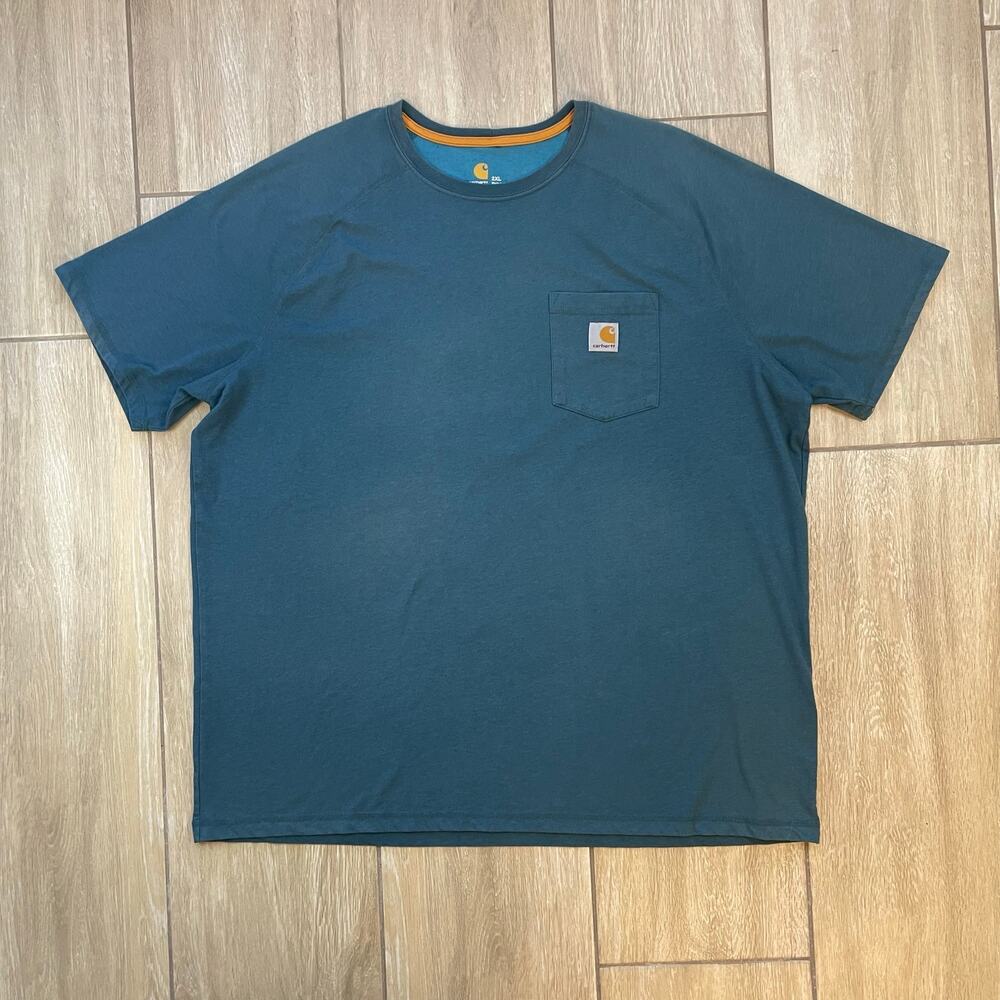 Carhartt Pocket T Shirt Mens 2XL Blue Workwear Relaxed Fit Heavy Cotton